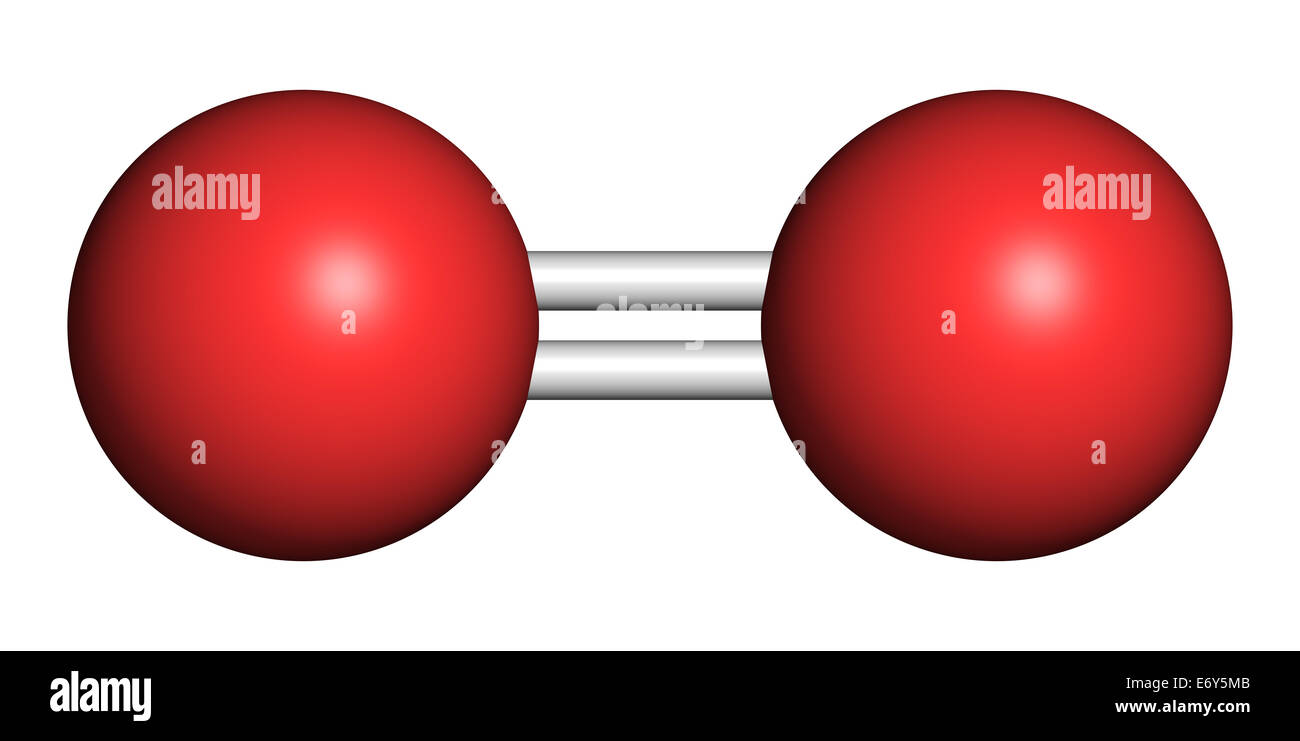 Sauerstoff-o2-molekül modelliert blaue und chemische formeln
