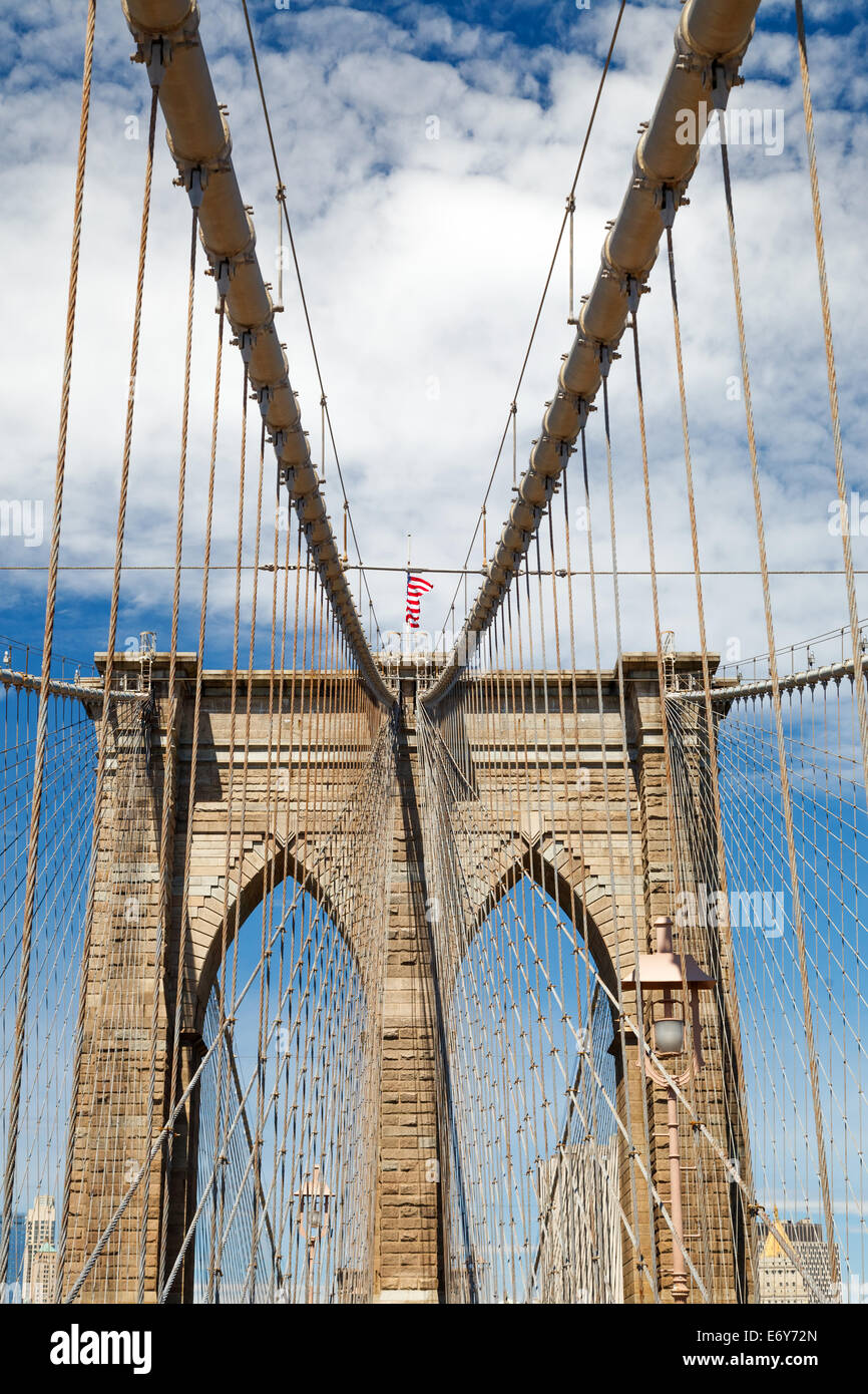Nach oben Bild der Brooklyn Bridge Stockfoto