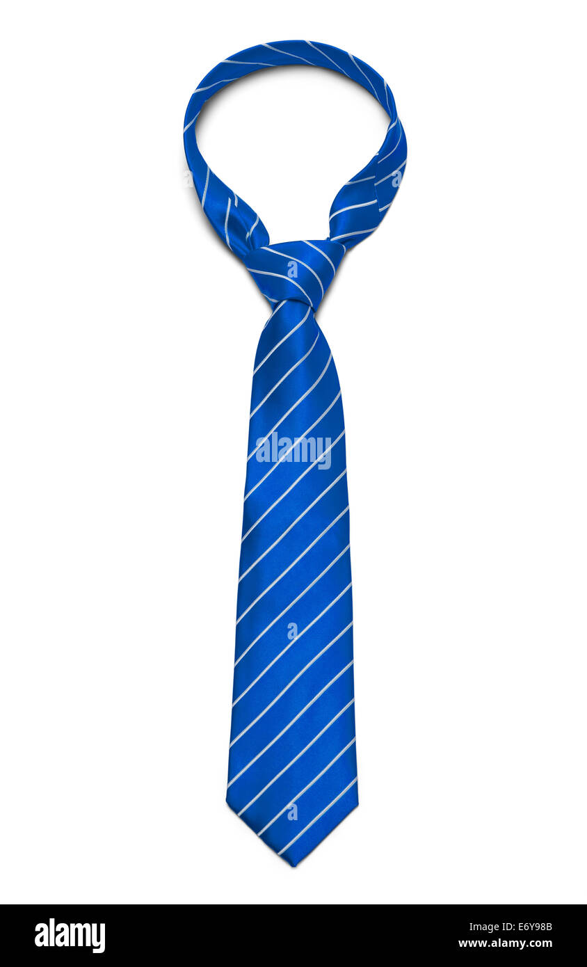Blau-weiß gestreifte Krawatte, Isolated on White Background. Stockfoto