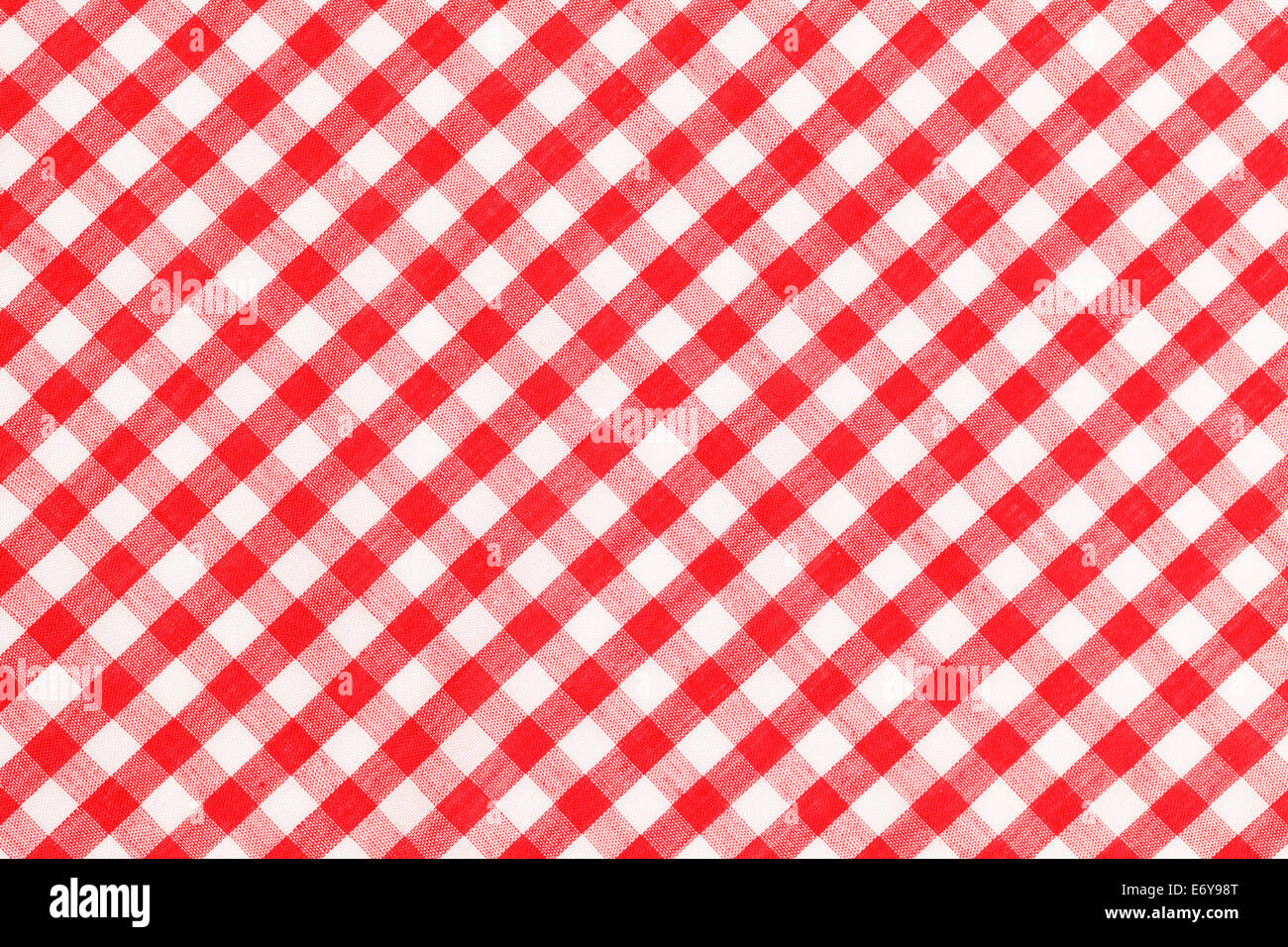 Rot-weiß karierte Tuch Tabellenhintergrund. Stockfoto