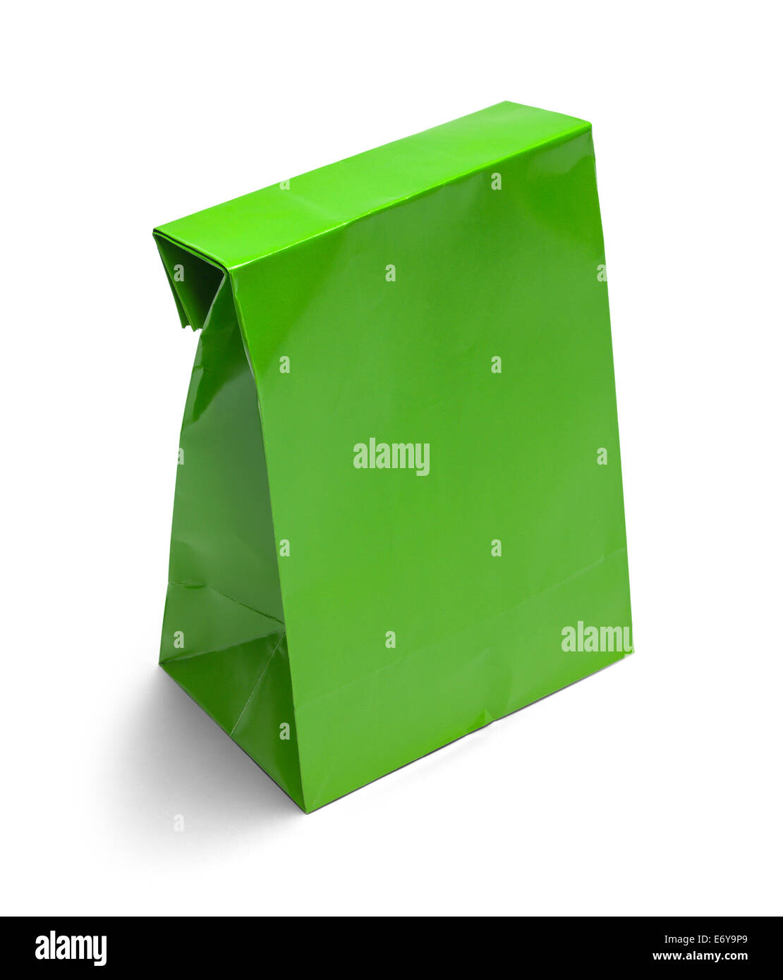 Gefaltet, Grünbuch Bag Lunch mit textfreiraum Isolated on White Background. Stockfoto