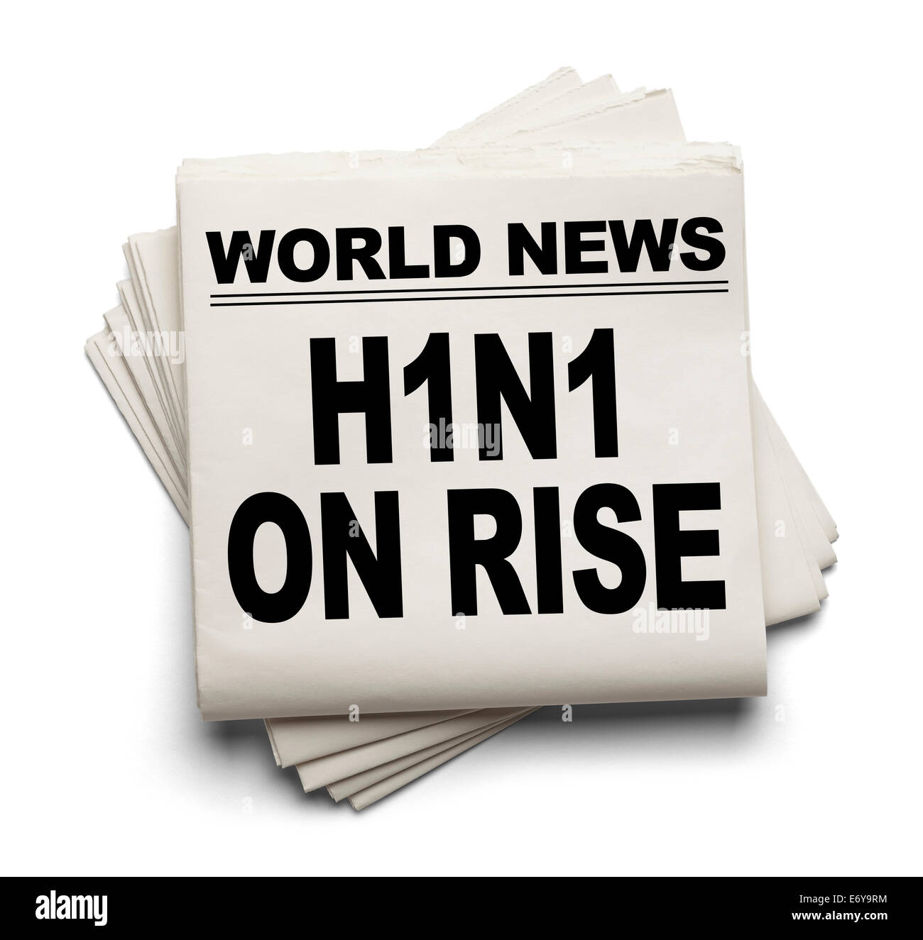 Welt News Papier Schlagzeile H1N1 auf Vormarsch, Isolated on White Background. Stockfoto