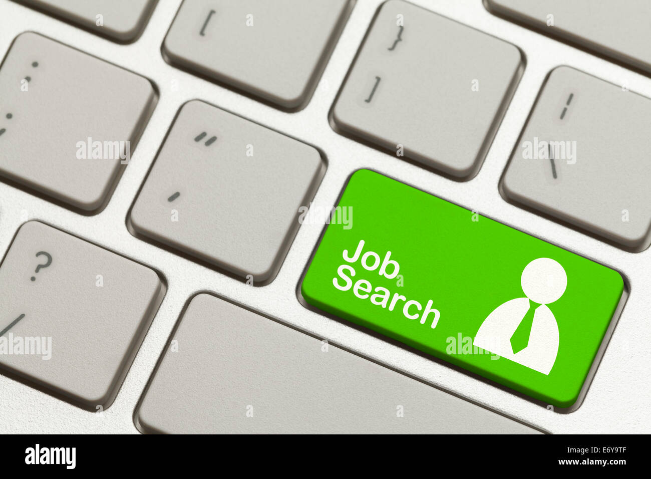 Nahaufnahme des grünen Job Suche-Taste auf der Tastatur. Stockfoto