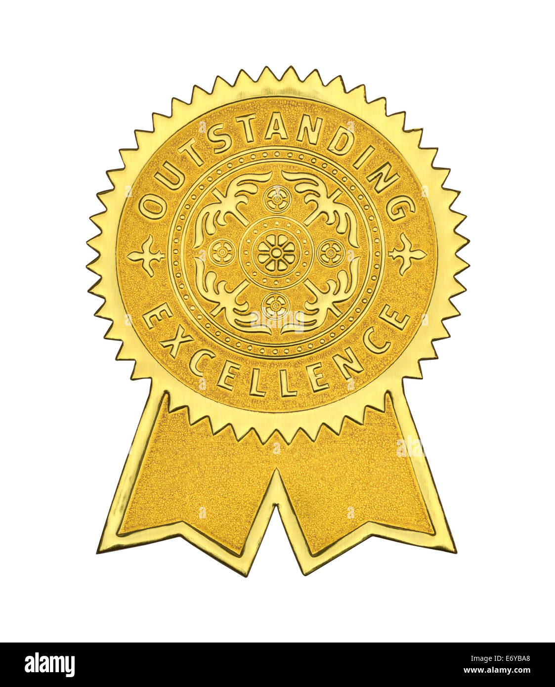 Gold Exzellenz-Siegel mit Bändern, Isolated on White Background. Stockfoto