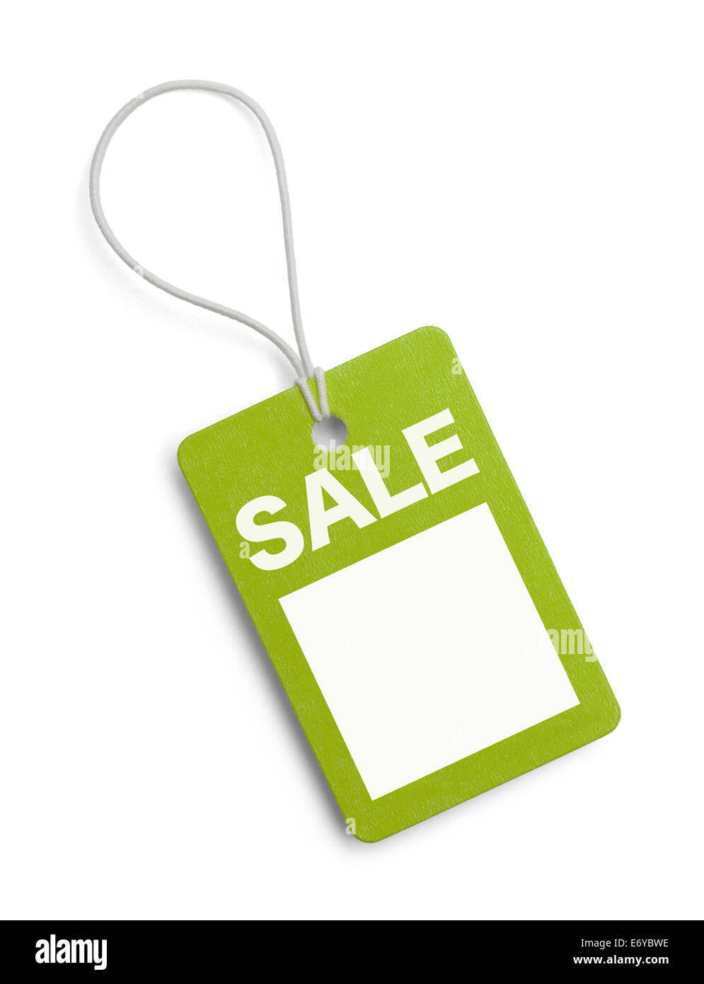 Kleine grüne Verkauf Tag mit textfreiraum Isolated on White Background. Stockfoto