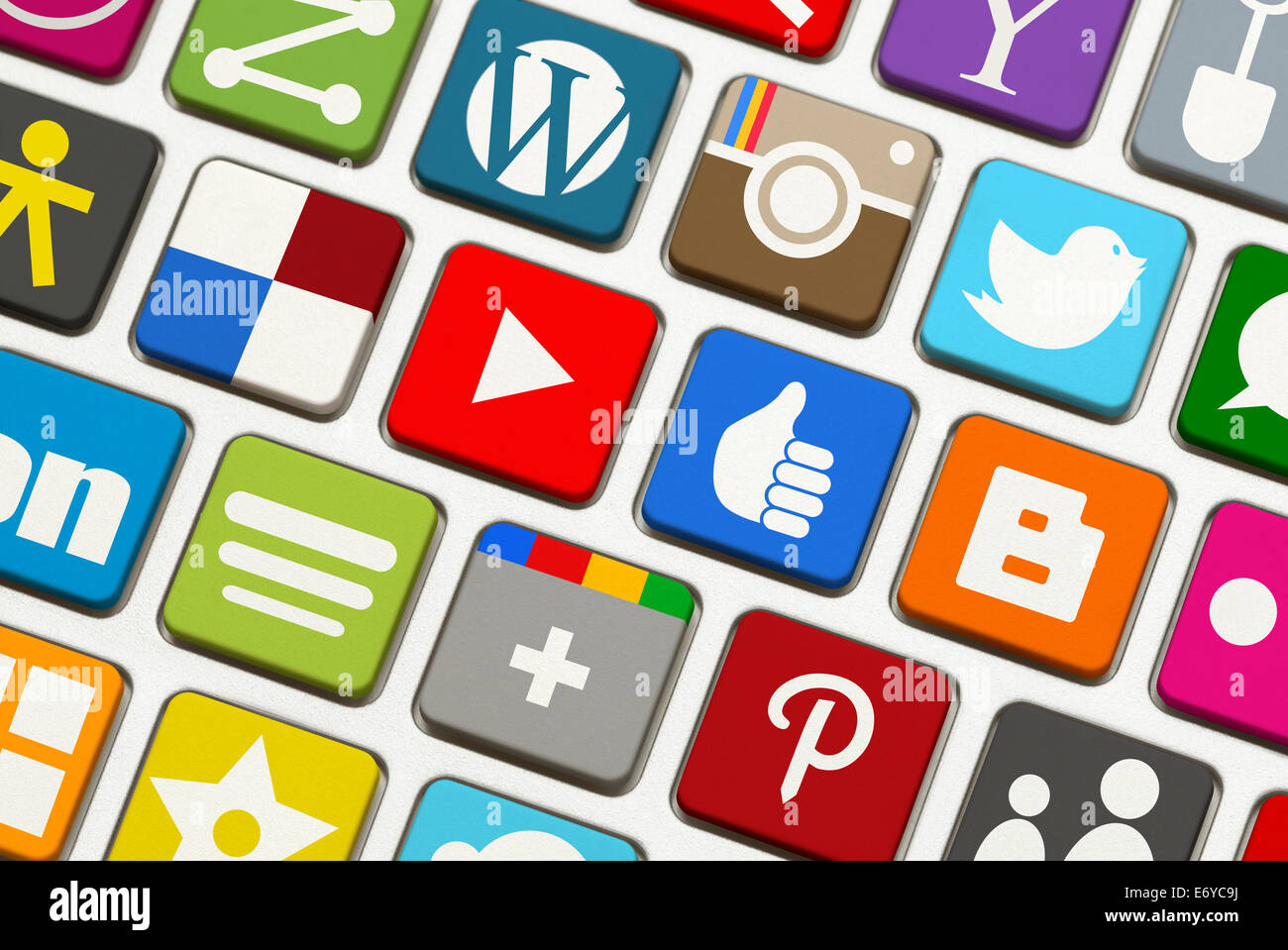 Mit beliebten sozialen Vernetzung Start-Tastatur. Stockfoto