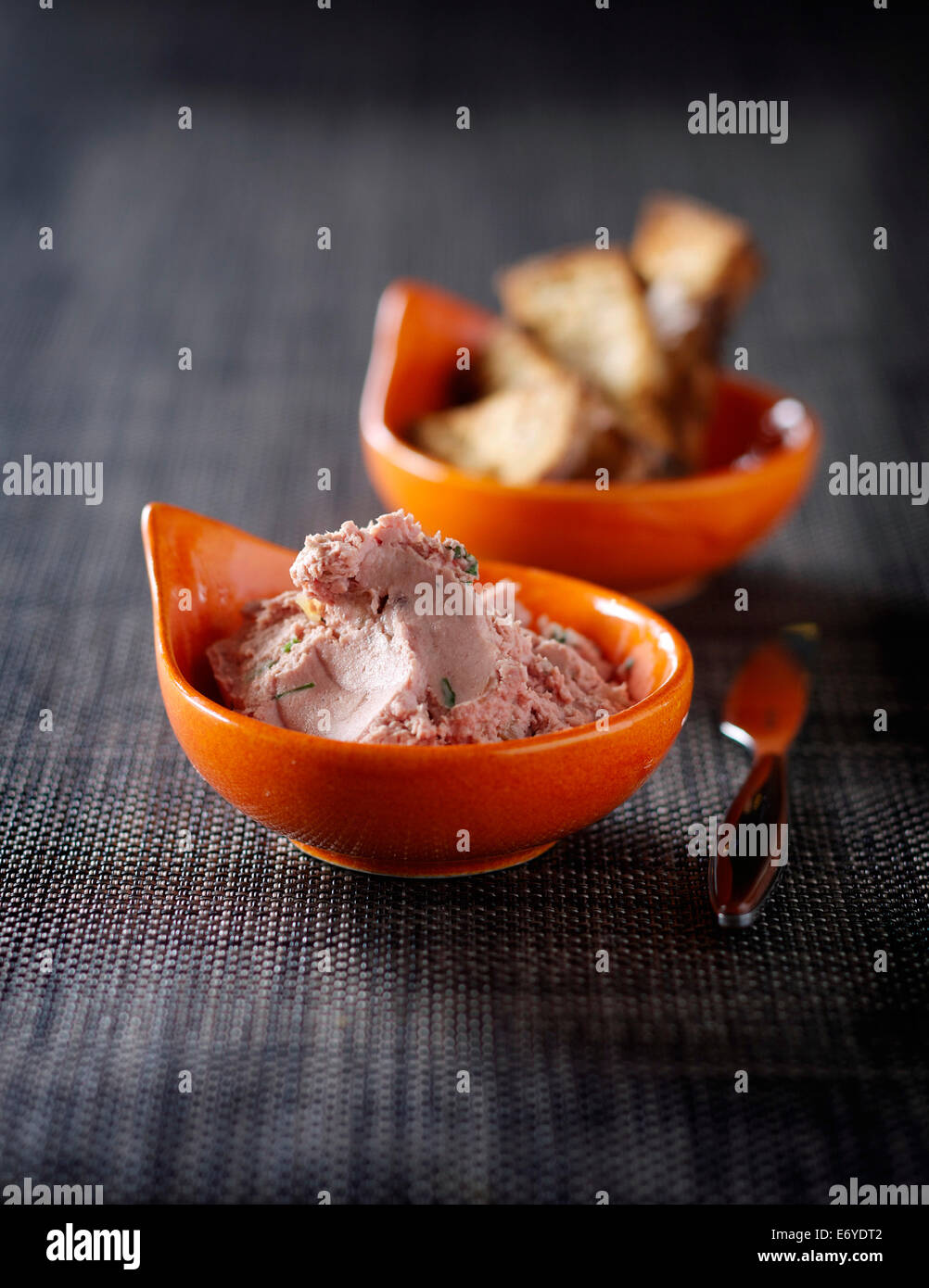 Huhn, Leber-Mousse mit Armagnac Stockfoto