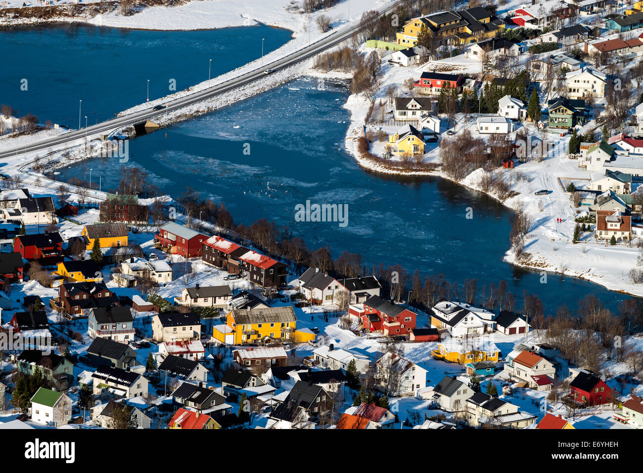 Blick auf Tromsø Häuser, Norwegen, Skandinavien, Europa Stockfoto