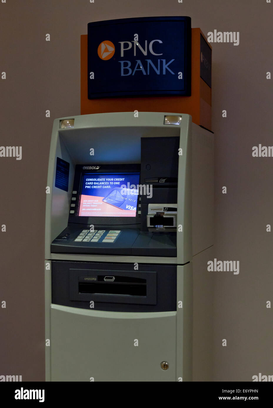 Freistehende Walk-up PNC Bank ATM - USA Stockfoto