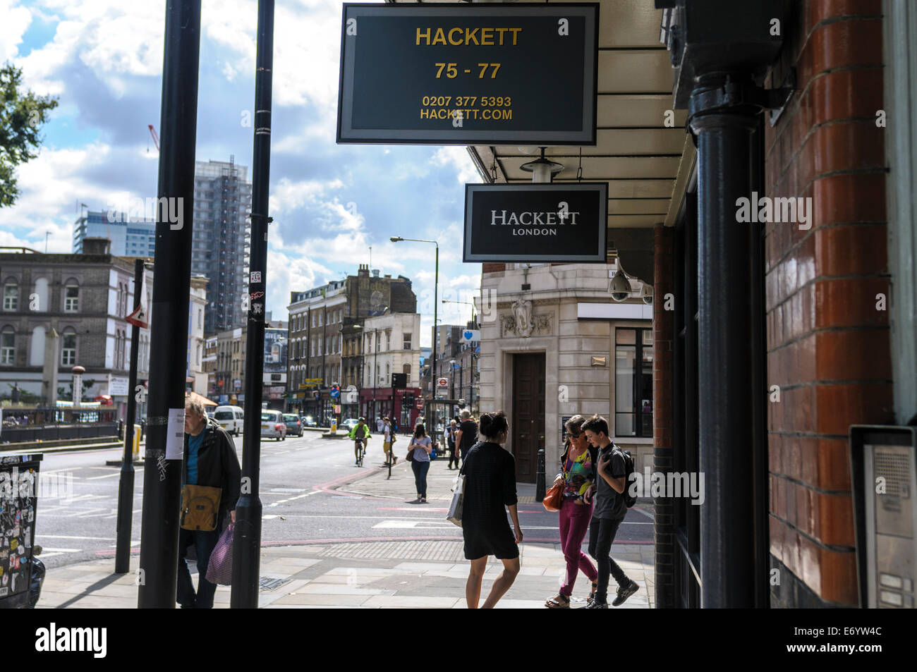 Ansicht von Hackett Shop in Spitafields, London, UK Stockfoto