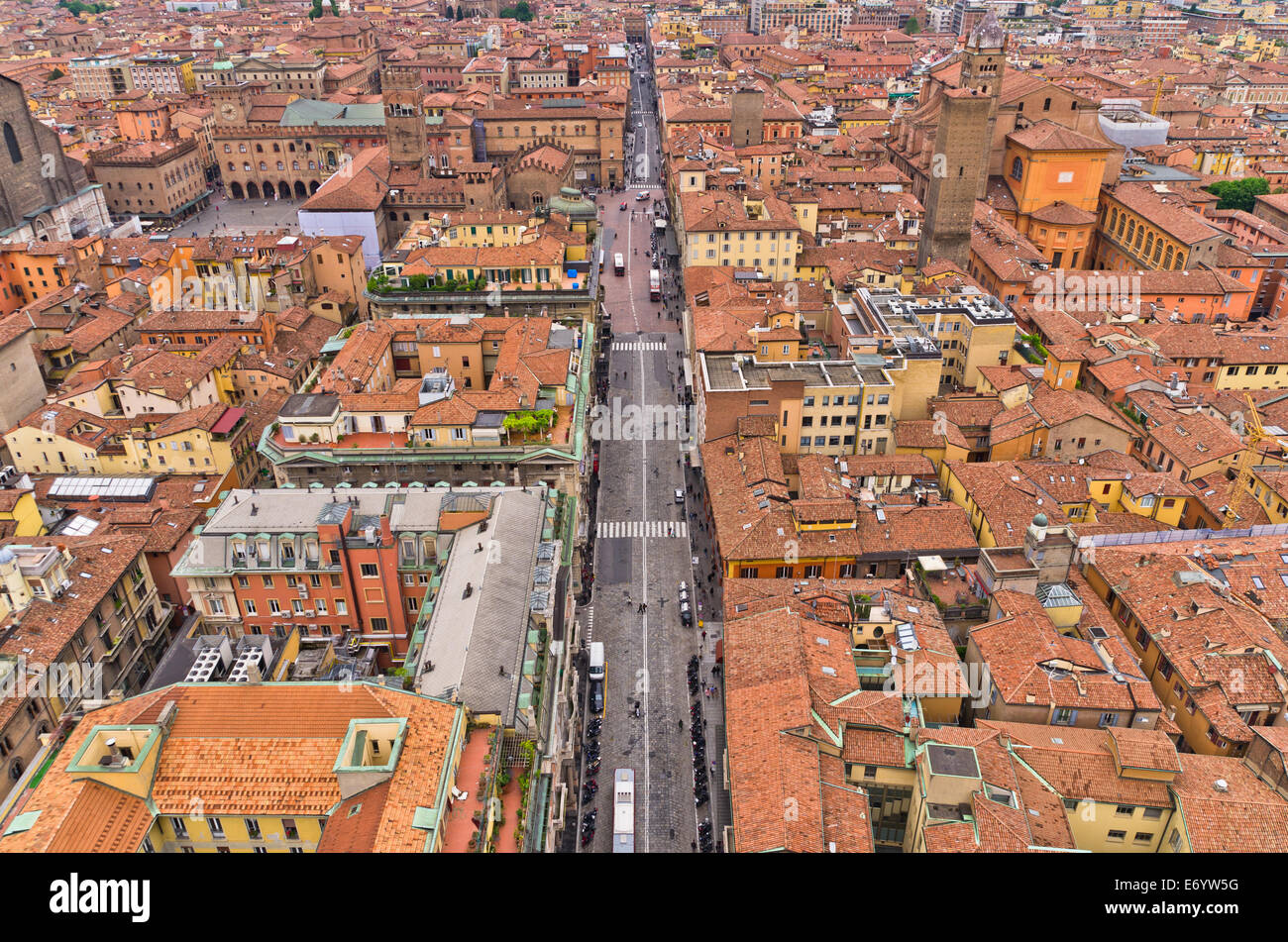 Aerial Stadtbild Ansicht von zwei Türmen, Bologna, Italien Stockfoto