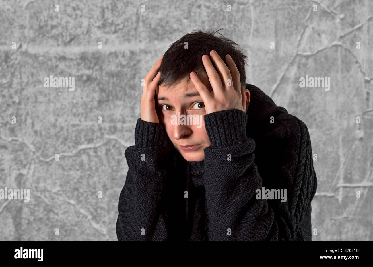 Frau leidet unter einer starken Depression und Angst. Stockfoto