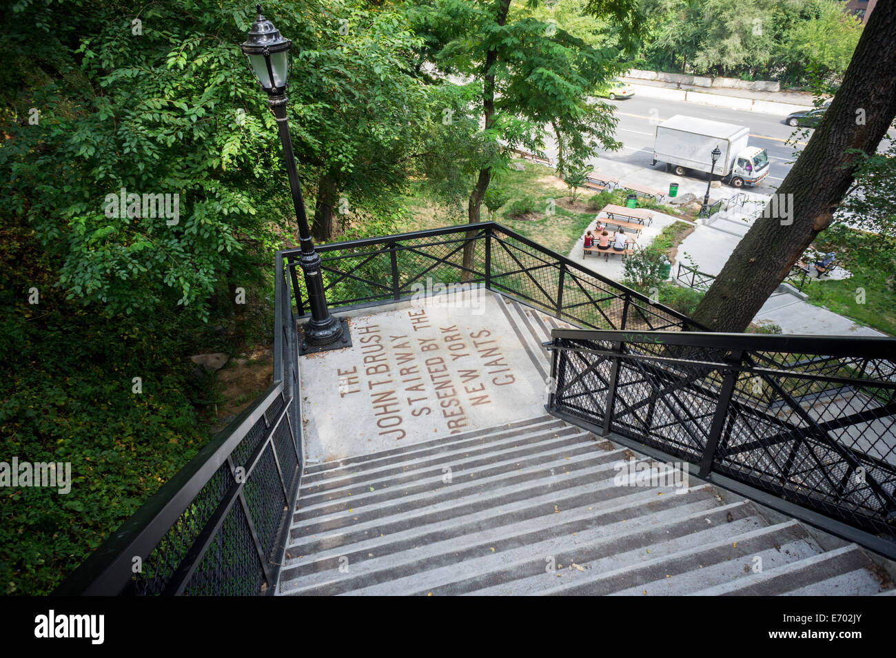 Die historischen restauriert neu John T. Brush Treppe in Highbridge Park ursprünglich verbinden Coogan es Bluff mit den Polo Grounds Stockfoto