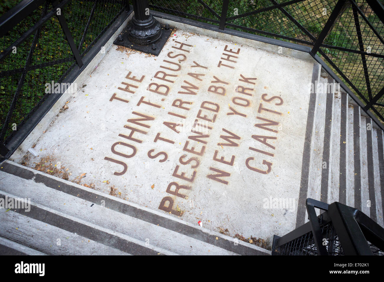 Die historischen restauriert neu John T. Brush Treppe in Highbridge Park ursprünglich verbinden Coogan es Bluff mit den Polo Grounds Stockfoto