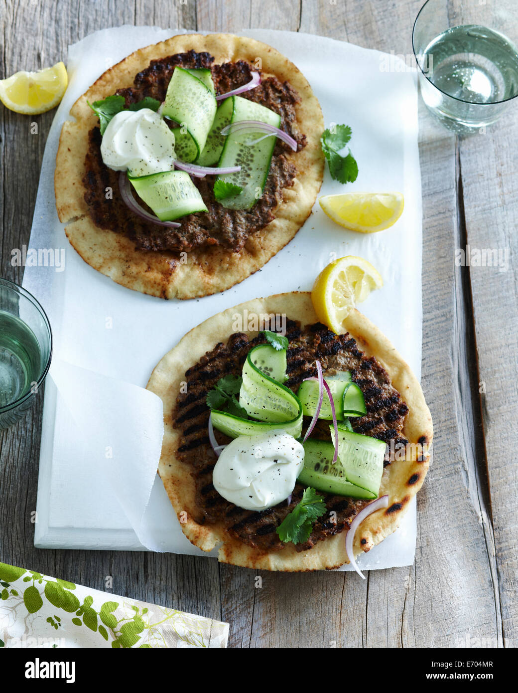 Offenen Rindfleisch kofta Stockfoto