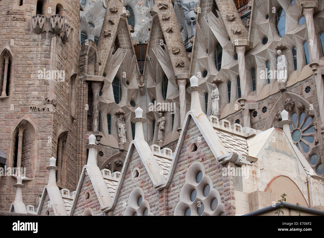 Architekturdetails der Sagrada Familia in Barcelona, Katalonien, Spanien. Stockfoto