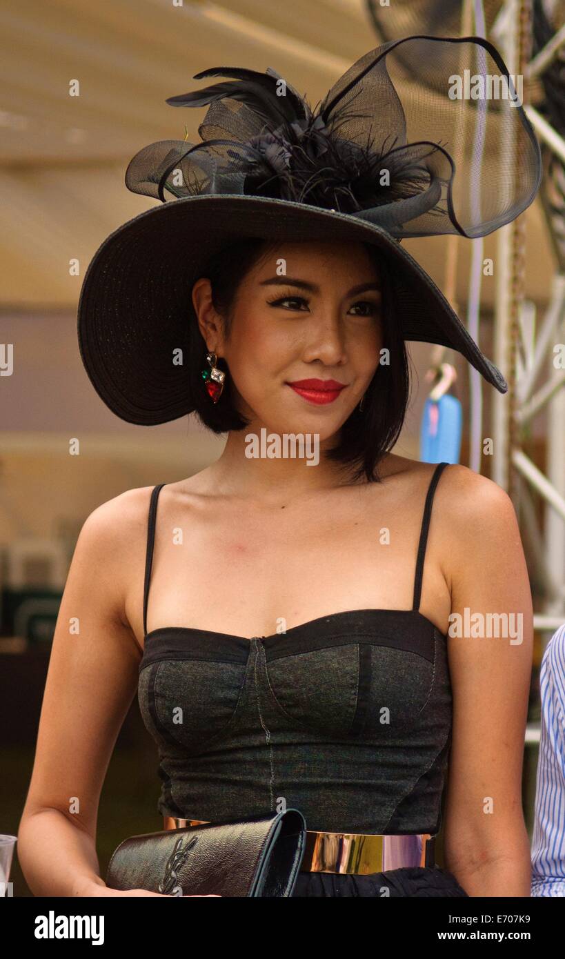 Schöne Thai Dame an des Königs Cup Elephant Polo vom Anantara Hotel, Bangkok, Thailand Stockfoto