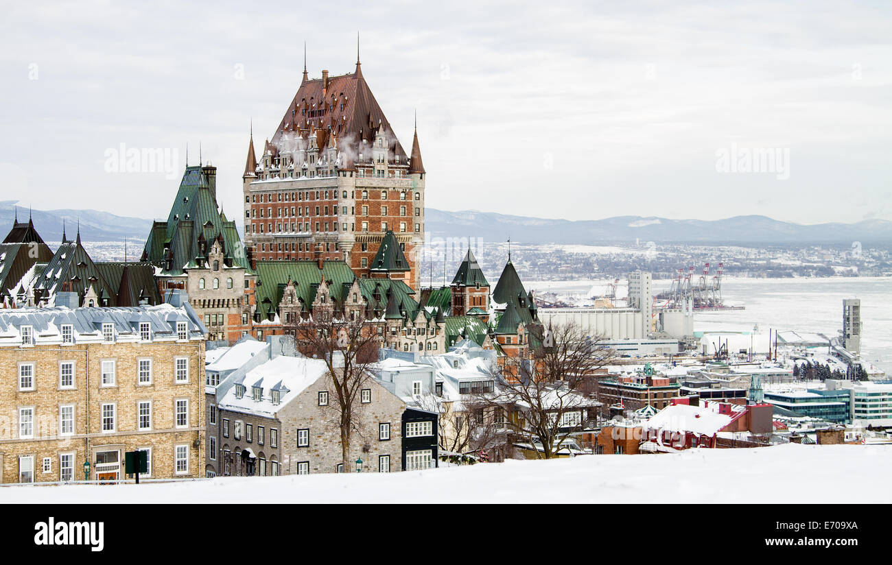 Die Skyline von Quebec City von der Zitadelle. Stockfoto