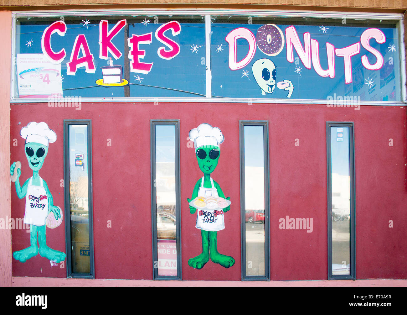 Alien Kuchen und Krapfen in Roswell, New Mexico Stockfoto