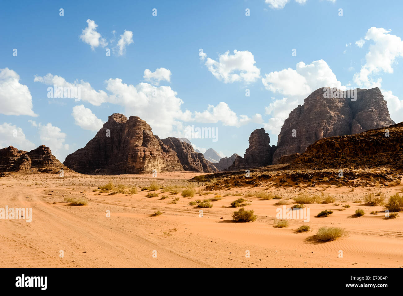 Jordanien. Wadi Rum ist auch bekannt als das Tal des Mondes. Stockfoto
