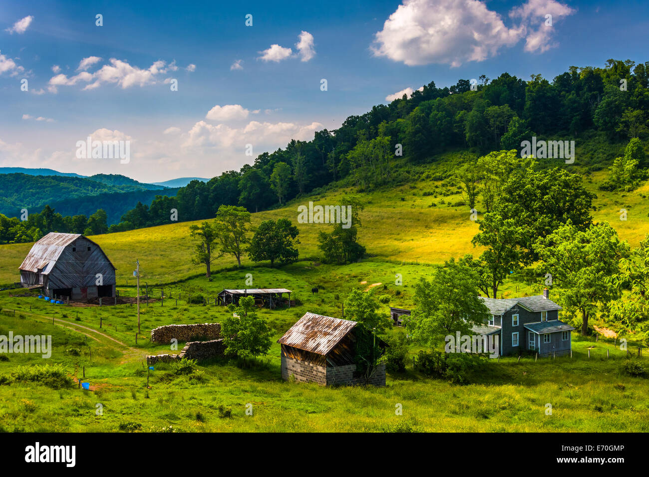 Blick auf einem Bauernhof im ländlichen Potomac Hochland von West Virginia. Stockfoto