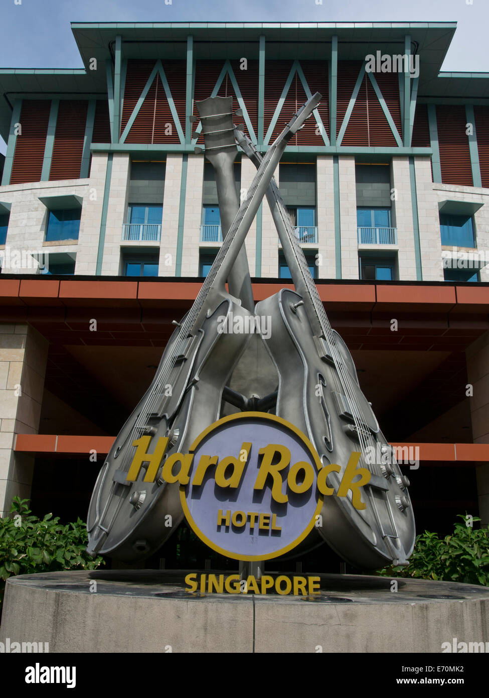 Eingang zum Hard Rock Hotel auf Sentosa Island in Singapur Stockfoto