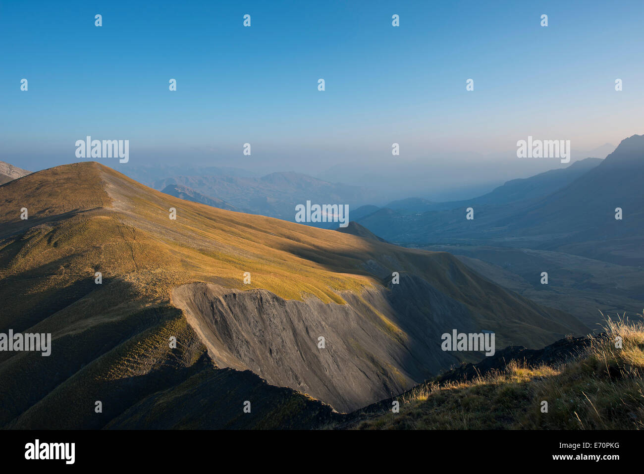 Morgendämmerung auf der Ecrins, Dauphiné-Alpen, Savoie, Frankreich Stockfoto