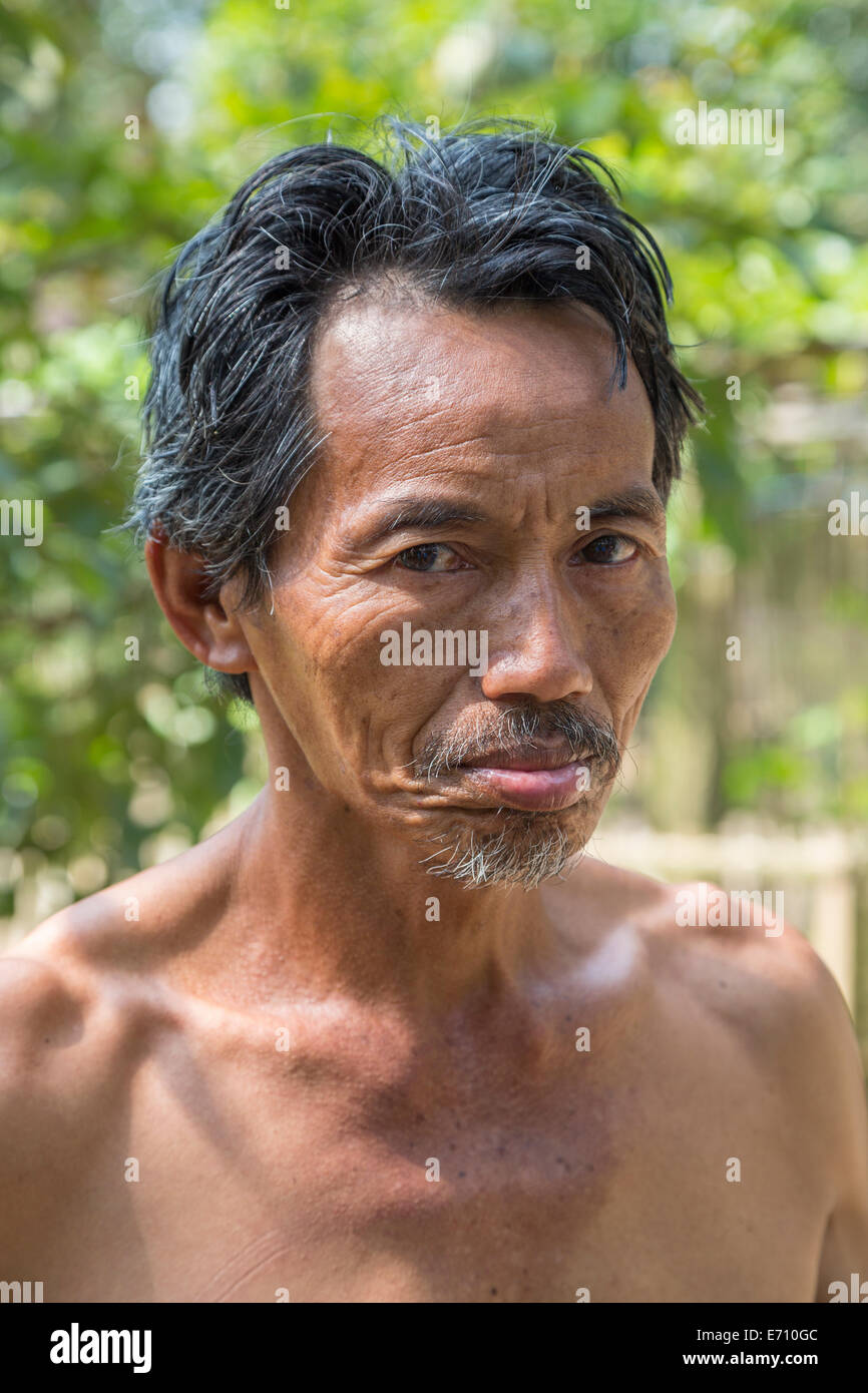 Borobudur, Java, Indonesien.  Javanischen Dorf man. Stockfoto