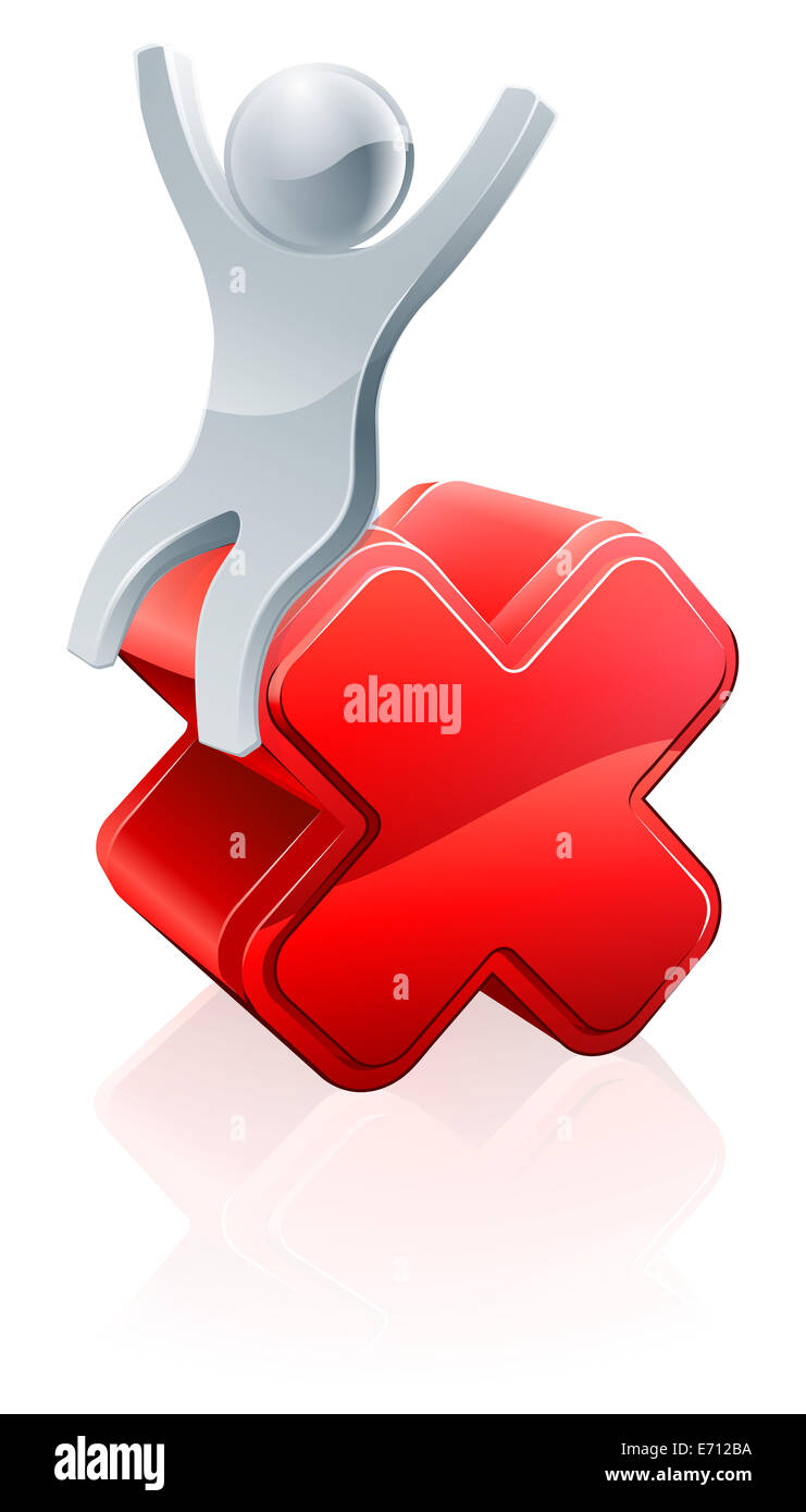 Eine konzeptionelle Darstellung der sitzenden auf ein Rot-Kreuz-Symbol Stockfoto