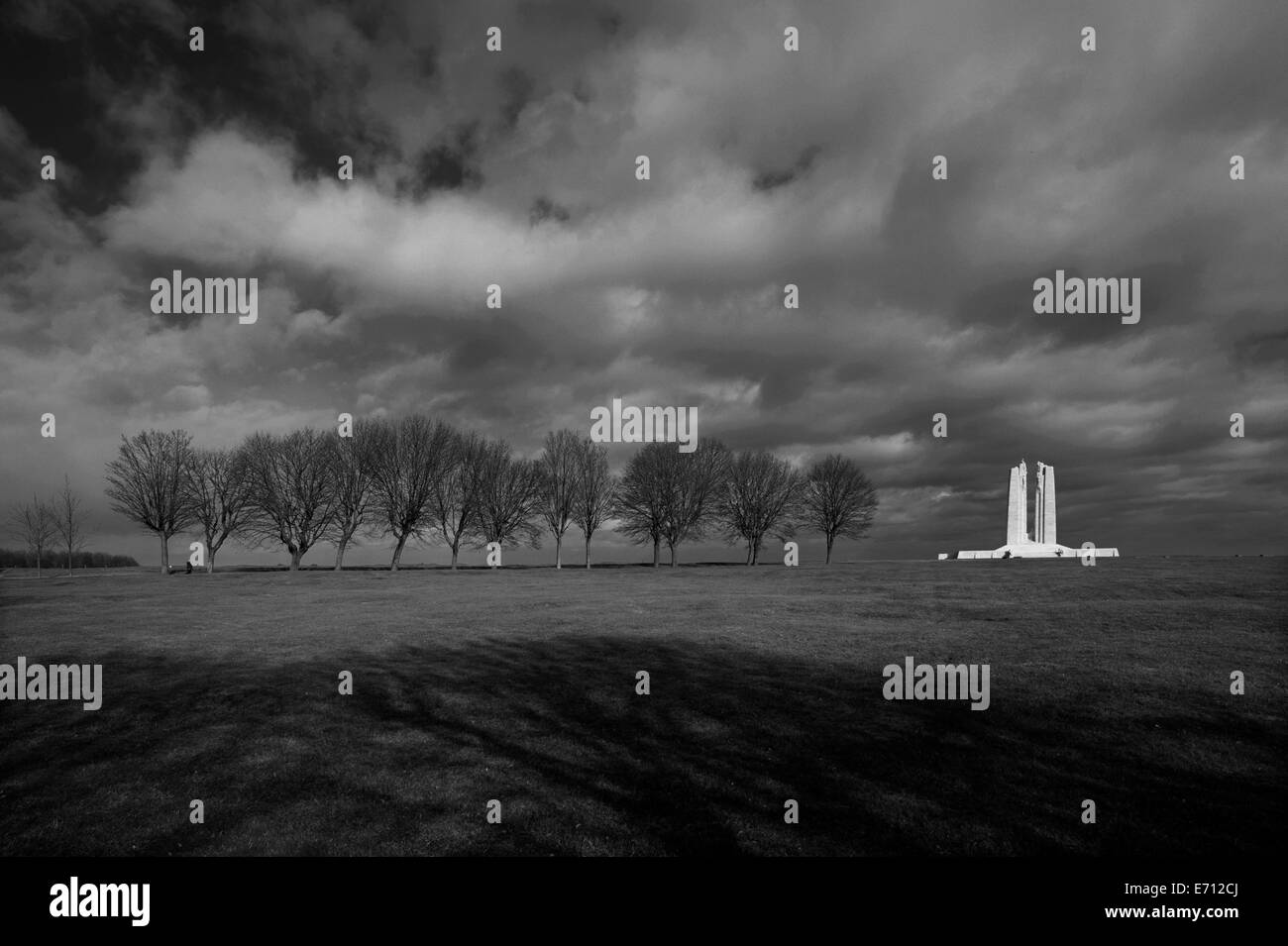 Vimy Ridge WW1 kanadischen National Memorial und Schlachtfeld, Vimy, Frankreich. Februar 2014 fand das Memorial Denkmal Designer Walte Stockfoto