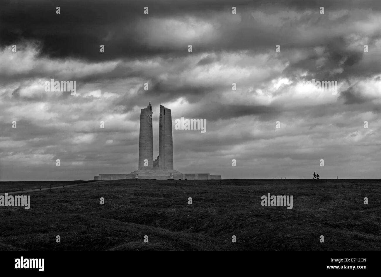 Vimy Ridge WW1 kanadischen National Memorial und Schlachtfeld, Vimy, Frankreich. Februar 2014 fand das Memorial Denkmal Designer Walte Stockfoto