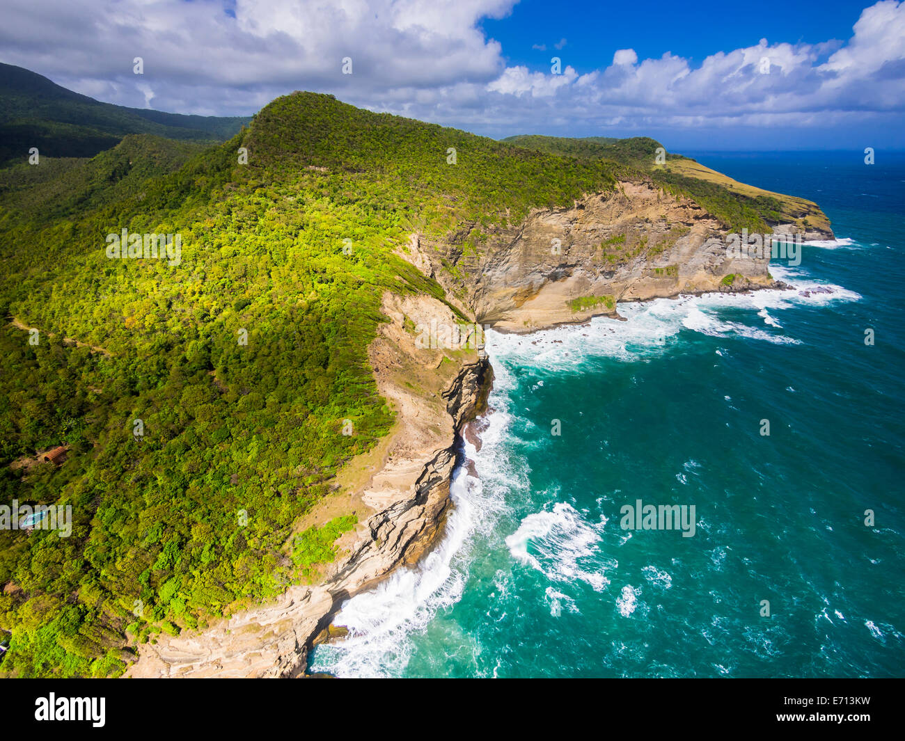Karibik, St. Lucia, Luftaufnahme von Chaloupe Bay Stockfoto