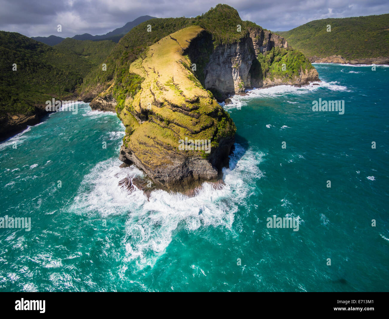 Karibik, St. Lucia, Luftaufnahme von Chaloupe Bay Stockfoto