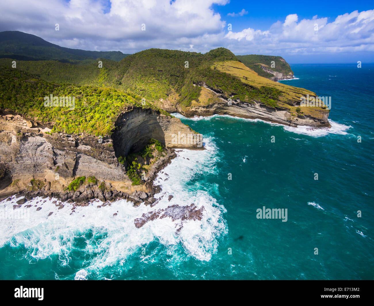 Karibik, St. Lucia, Luftaufnahme von Chaloupe Bay Stockfoto