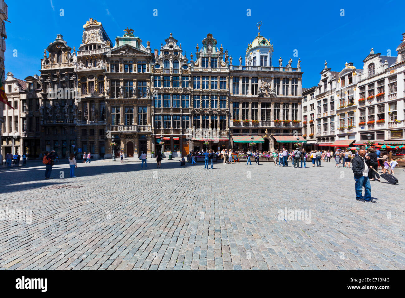 Belgien, Brüssel, Blick auf Zunfthäuser am Grand Place Stockfoto