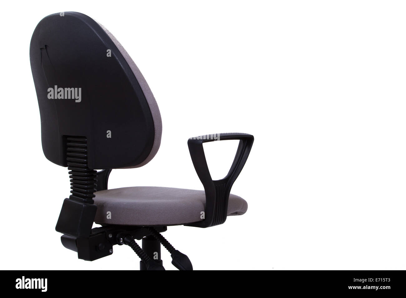 Rückansicht des bequemen Sitz mit Textfreiraum, isoliert auf weißem Hintergrund. Stockfoto