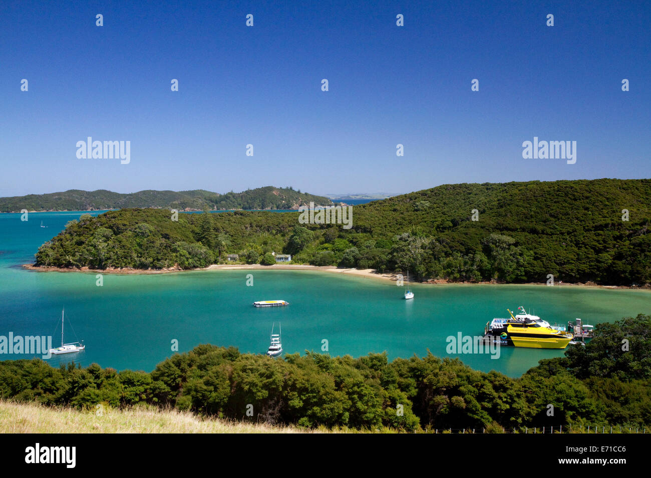 Blick auf die Bay of Islands in der Region Northland, Nordinsel, Neuseeland. Stockfoto