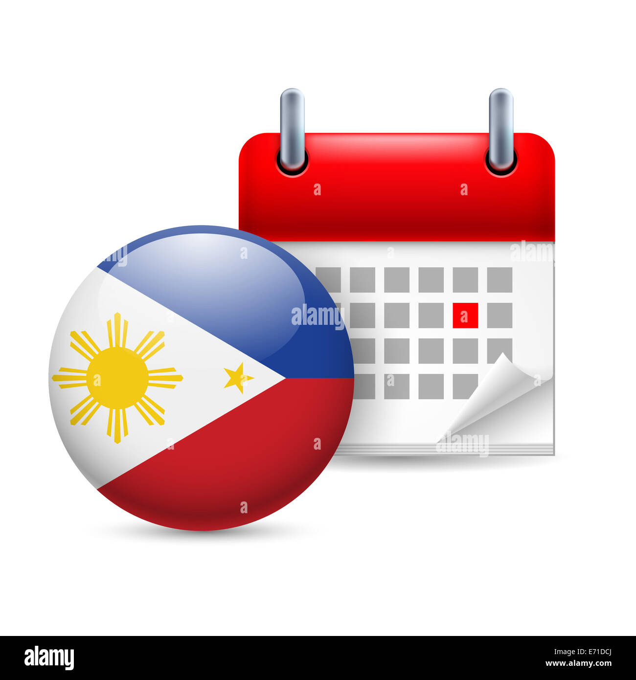 Kalender und Runde Filipino Flaggensymbol. Nationalfeiertag in