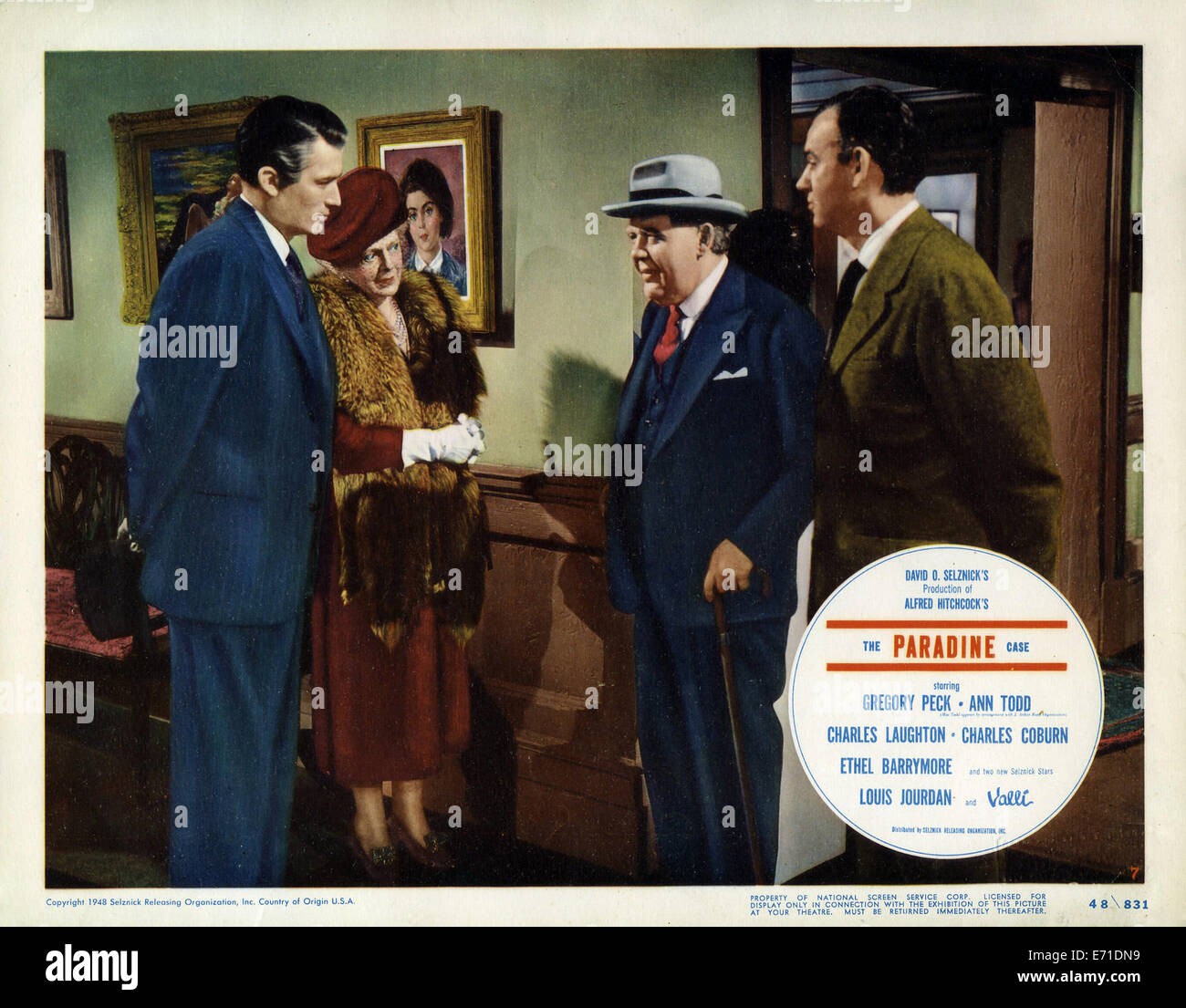 Paradine Case - Lobby Card - Regie: Alfred Hitchcock - 1947 Stockfoto