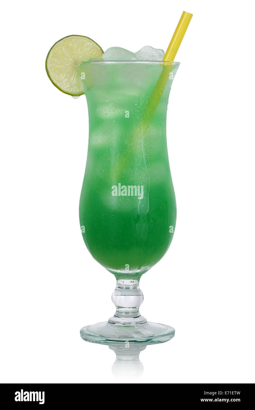 Grüne Limone cocktail trinken isoliert auf weißem Hintergrund Stockfoto