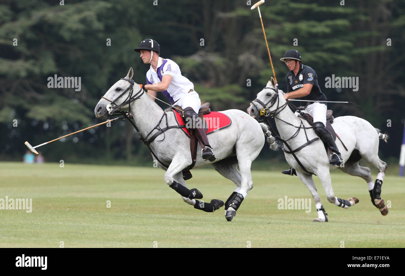 Prinz William, Duke of Cambridge spielt in einem Charity-Polo-Turnier in Cirencester Polo Club, Cirencester. Stockfoto