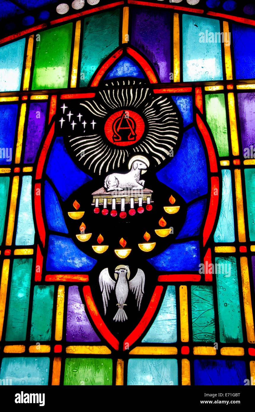 USA, Alabama, Marengo County, Demopolis. Historischen Trinity Episcopal Church. Antike Kirche Glasfenster. Stockfoto