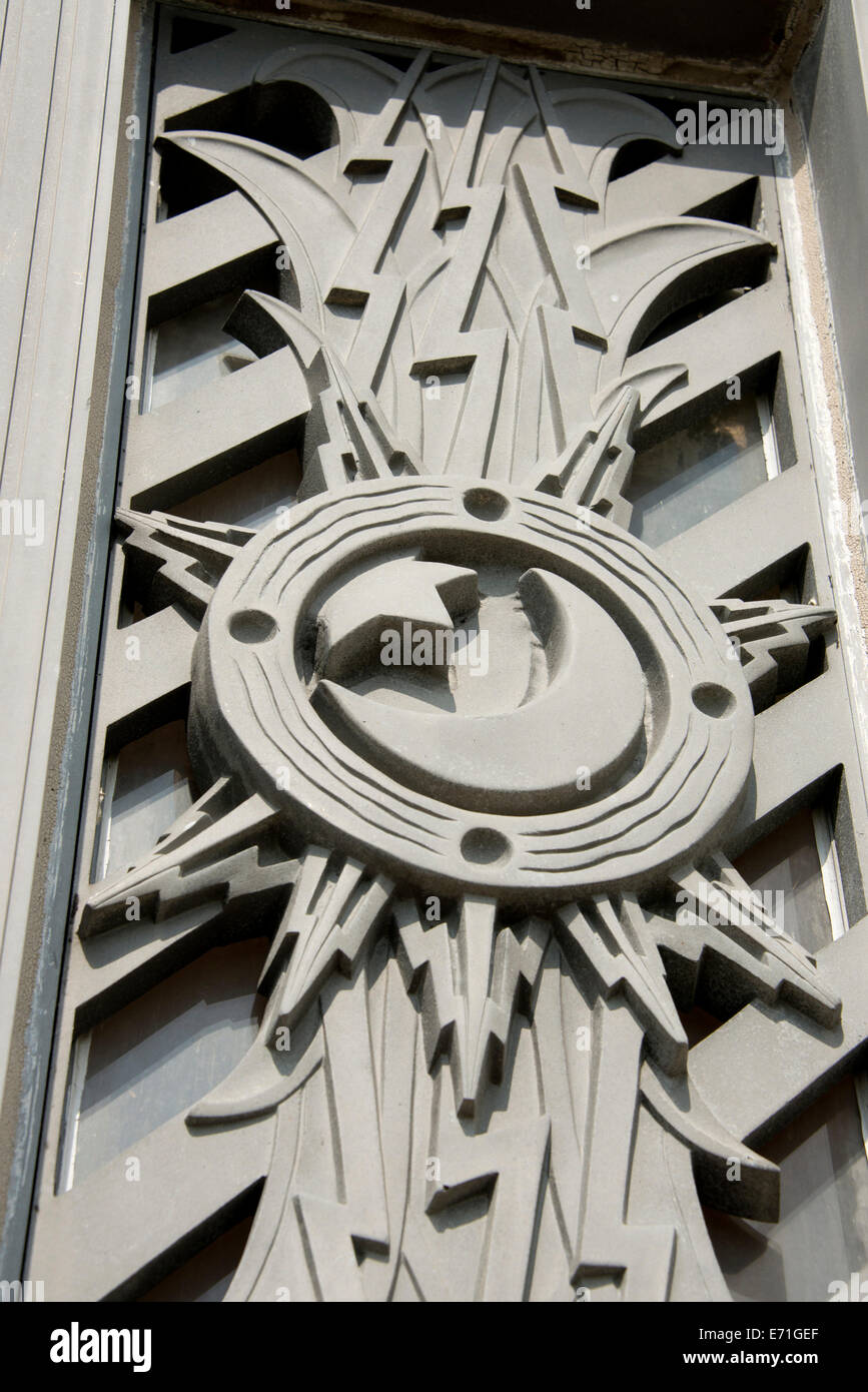 USA, Louisiana, Baton Rouge. Louisiana State Capitol building, ca. 1932, Art-Deco. Gebäude-Detail. Stockfoto