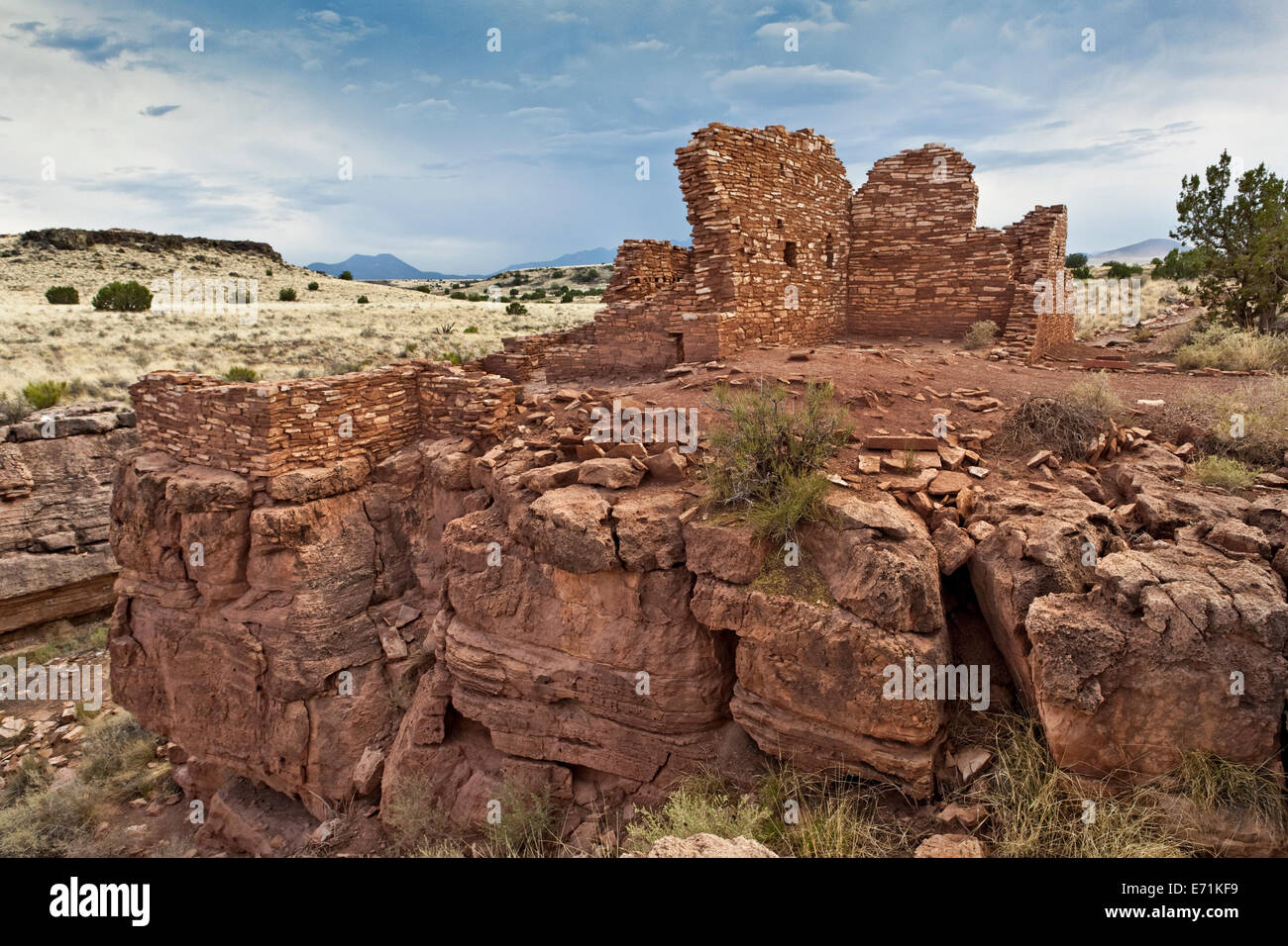 Box Canyon Ruinen - das Wupatki National Monument ist ein nationales Denkmal befindet sich in Nord-Zentral-Arizona, in der Nähe von Flagstaff. Stockfoto