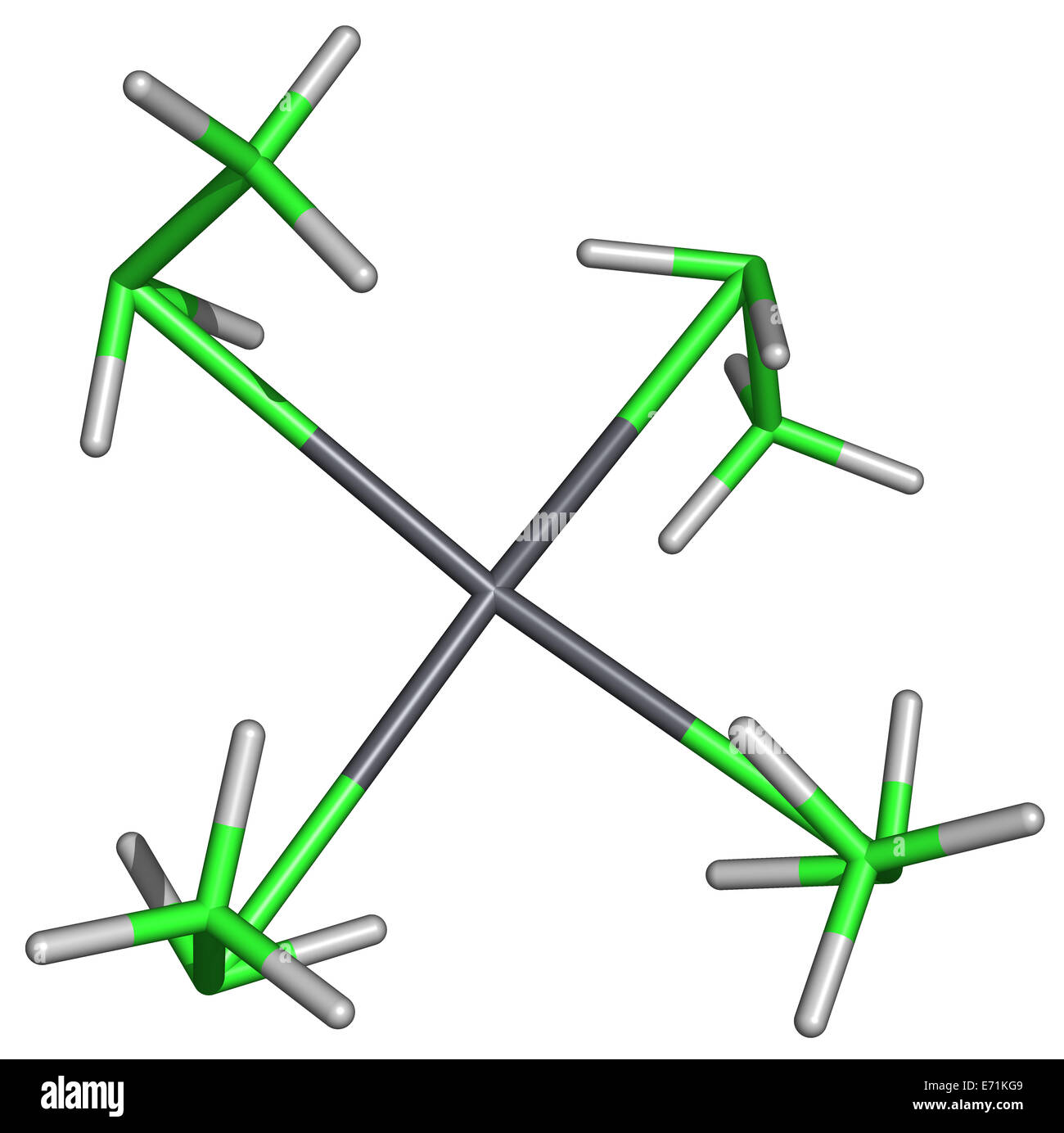 Tetraethyllead oder TEL, ist eine Organolead Verbindung mit der Formel (CH3CH2) 4Pb. Stockfoto