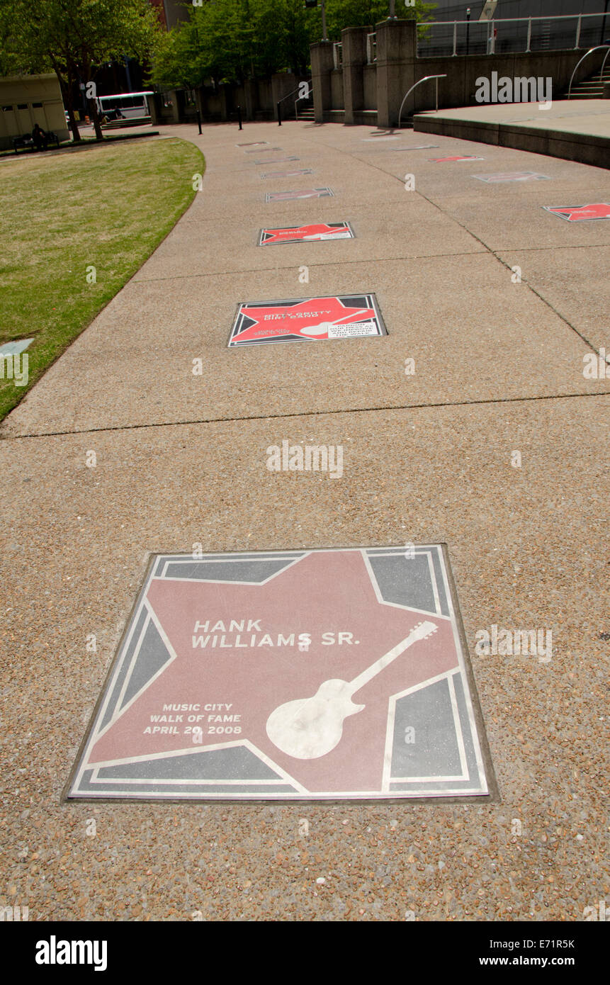 Nashville Tennessee, USA. Music City Walk of Fame Park. Berühmte Country und Western Musik Bürgersteig Sterne"" Hank Williams, Sr. Stockfoto