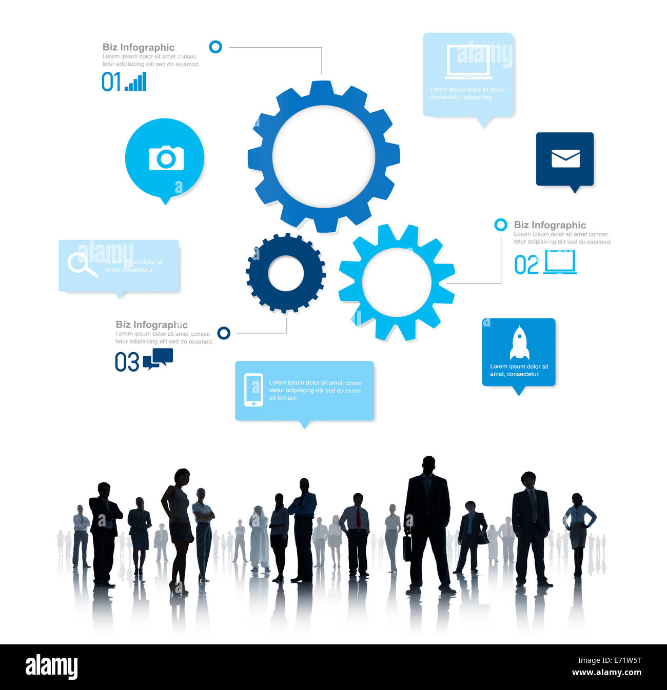 Sillouette globales Geschäft Leute Infografik Stockfoto