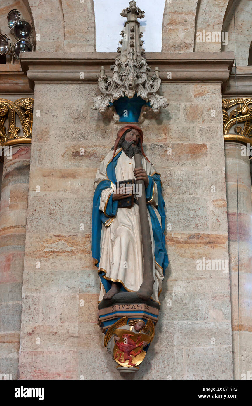 Skulptur des Judas in der späten Romanik St. Peter's Dom, 13. Jahrhundert, Osnabrück, Niedersachsen, Deutschland Stockfoto