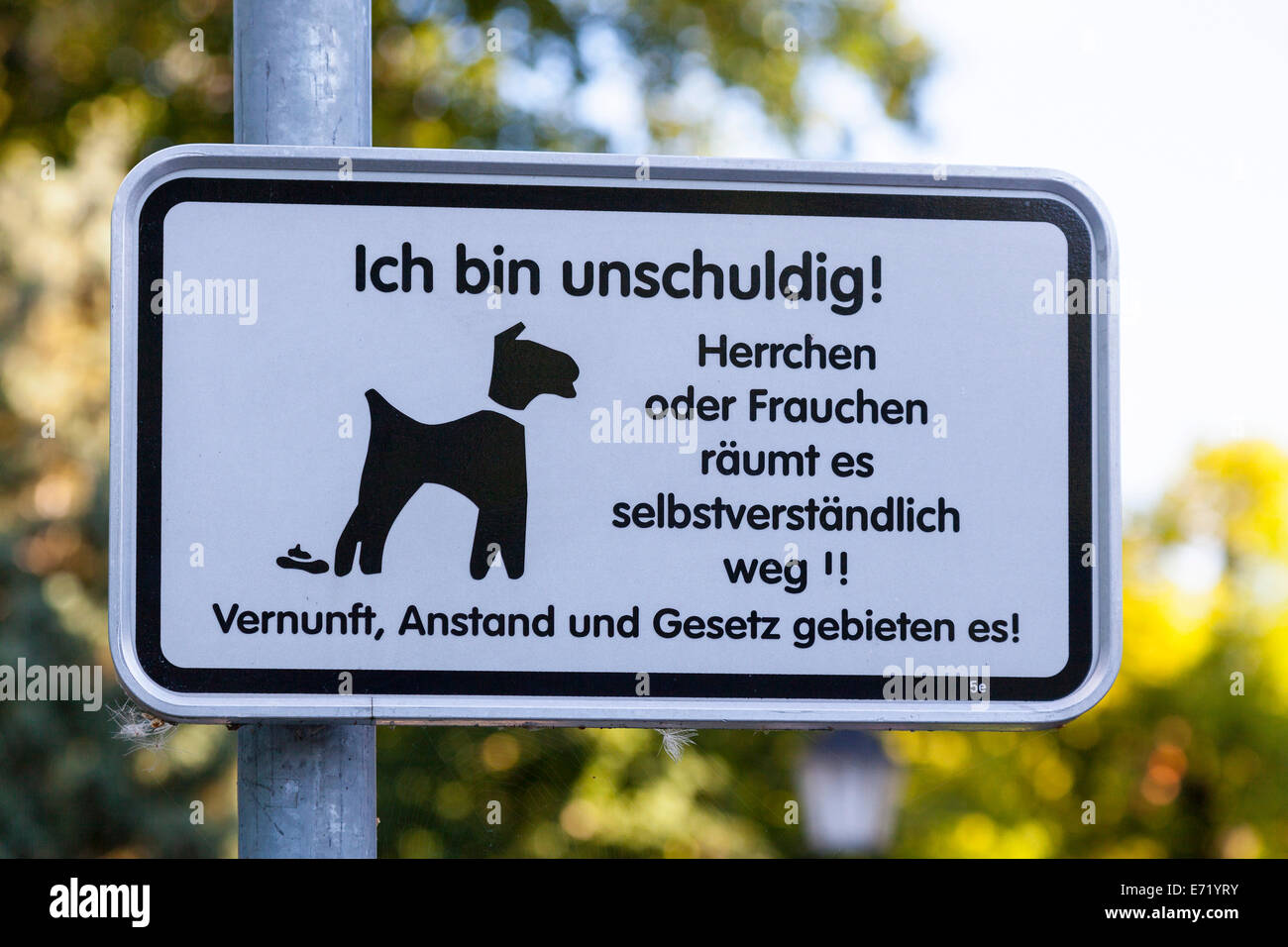 Zeichen in Deutsch, Förderung der Hundebesitzer wegzuräumen Hund verschwenden, Wernigerode, Sachsen-Anhalt, Deutschland Stockfoto