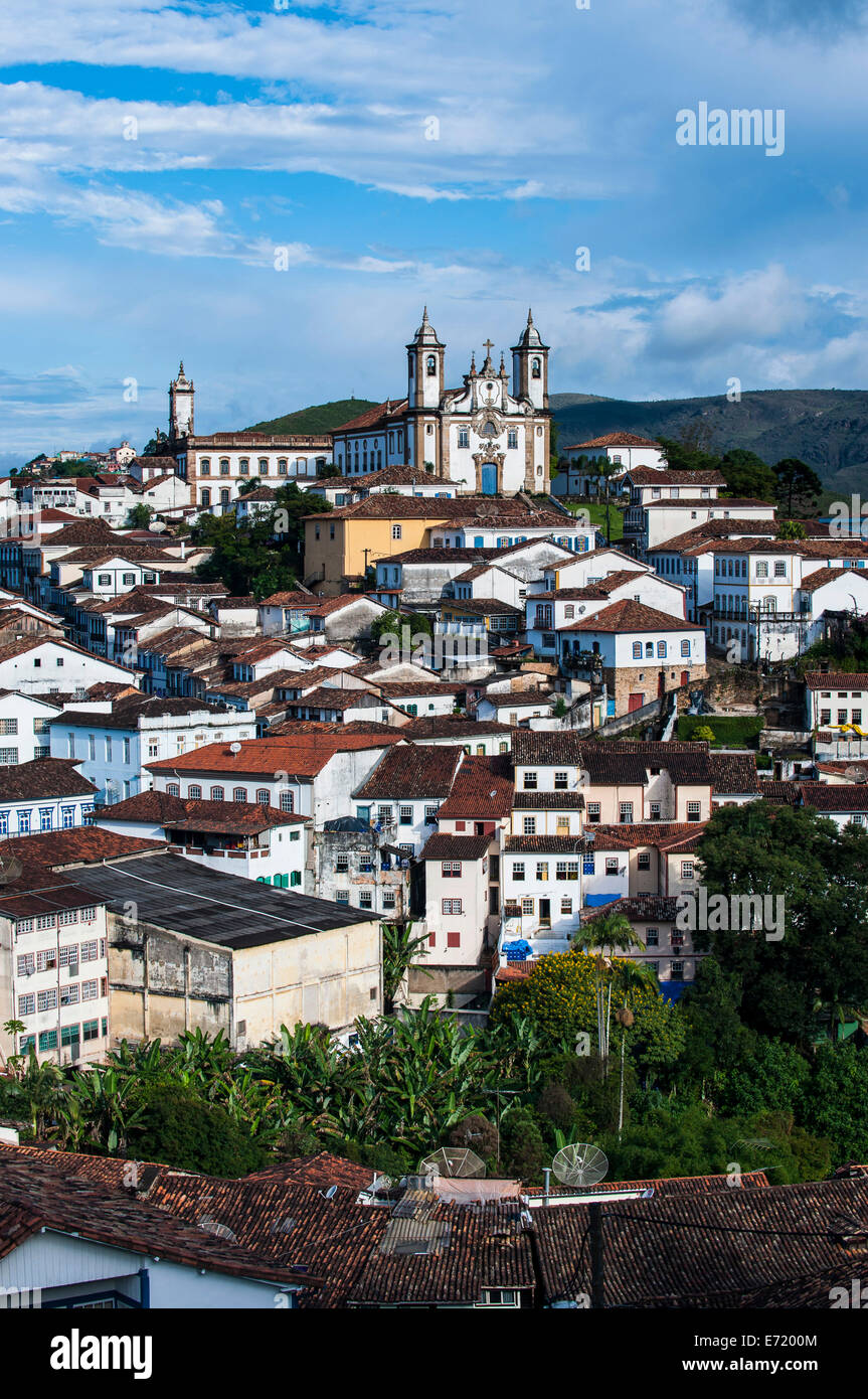 Stadtbild von Ouro Preto, UNESCO-Weltkulturerbe, Minas Gerais, Brasilien Stockfoto